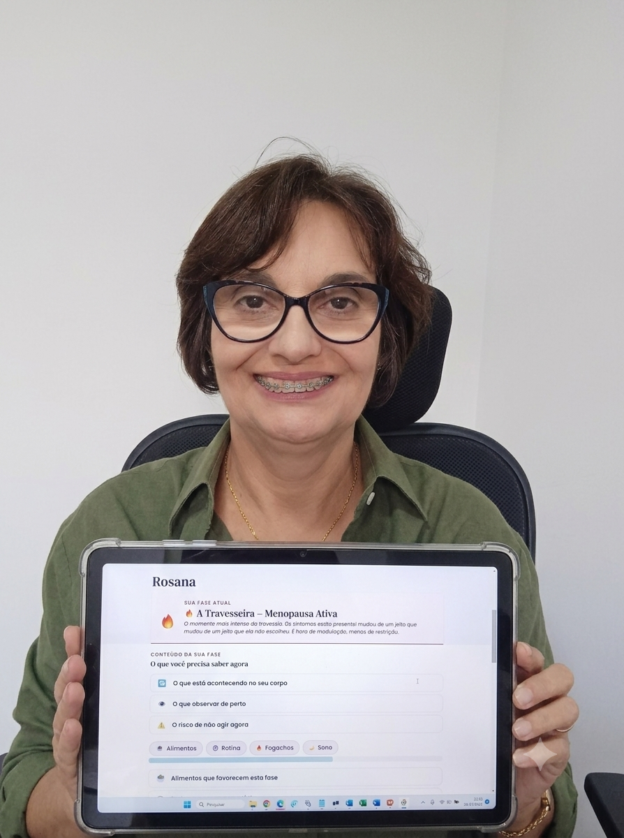 Rosana Rossetto com o GPS da Menopausa